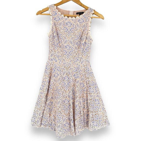Jodi Kristopher Dress Womens 0 Pink Fit‎ Flare Crochet Lace Floral Embroidered - Picture 1 of 11